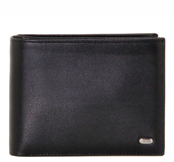 Men's leather wallet black Petek K 1750j